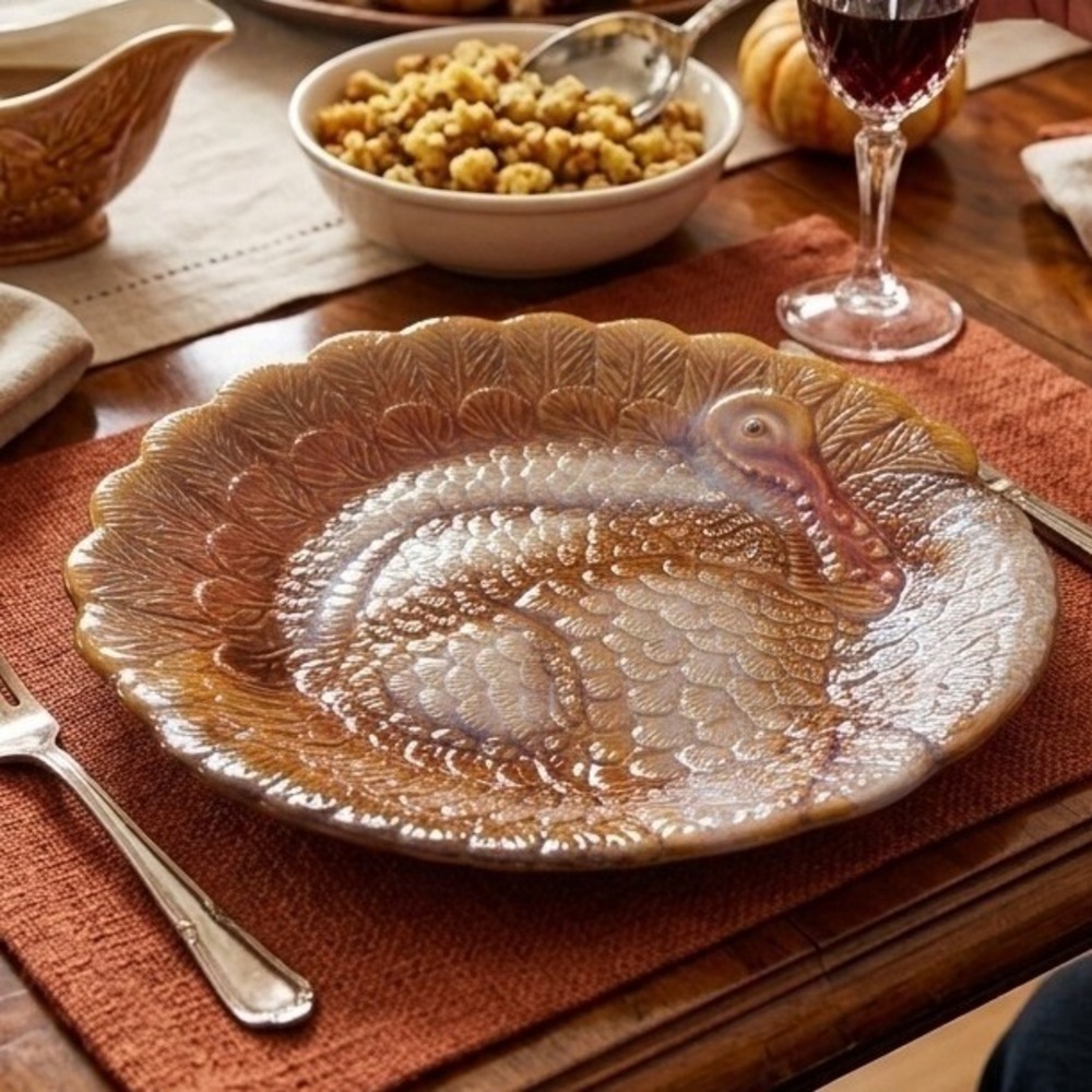 Better Homes and Gardens Heritage Collection Turkey Platter Stoneware 13.5"